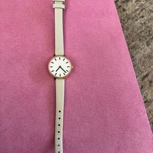 BREDA Gold Case Watch with Light Beige Leather Strap